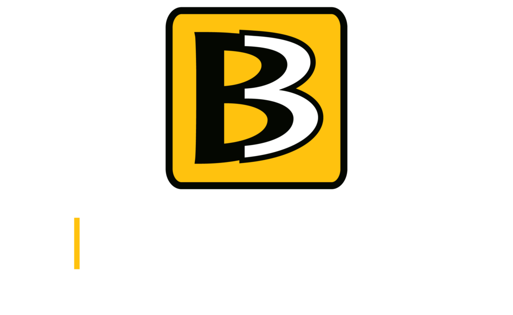 Logo with a bold black and white "B" inside a yellow square. Below, "B3 | CONSTRUCTION" is written in white uppercase letters, and "Your Experience, Elevated" is in italic light gray text.