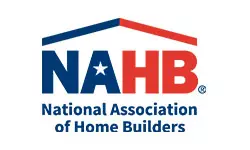 Logo of the National Association of Home Builders (NAHB) with red and blue letters under a stylized roof, and the words "National Association of Home Builders" below.